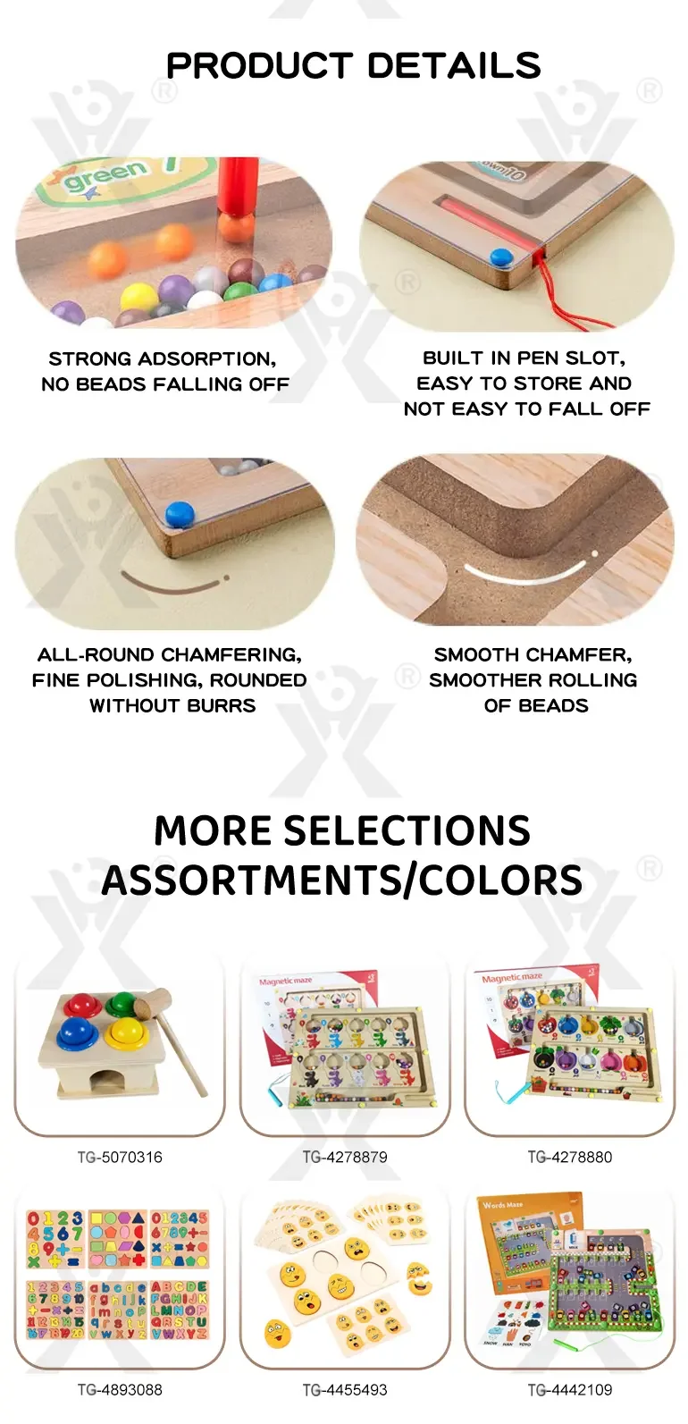 Wooden Train Magnetic Maze, Montessori Magnetic Toy for Kids (TG4862361) — product detail panel 3