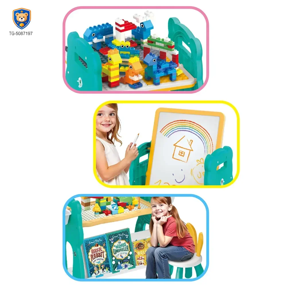 Multi-Functional Learning Table & Art Easel, Drawing Board & Building Blocks Set Toy- Educational Toys Factory Supply — product view 3