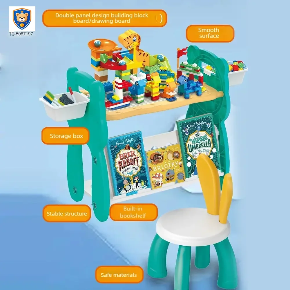 Multi-Functional Learning Table & Art Easel, Drawing Board & Building Blocks Set Toy- Educational Toys Factory Supply — product view 5