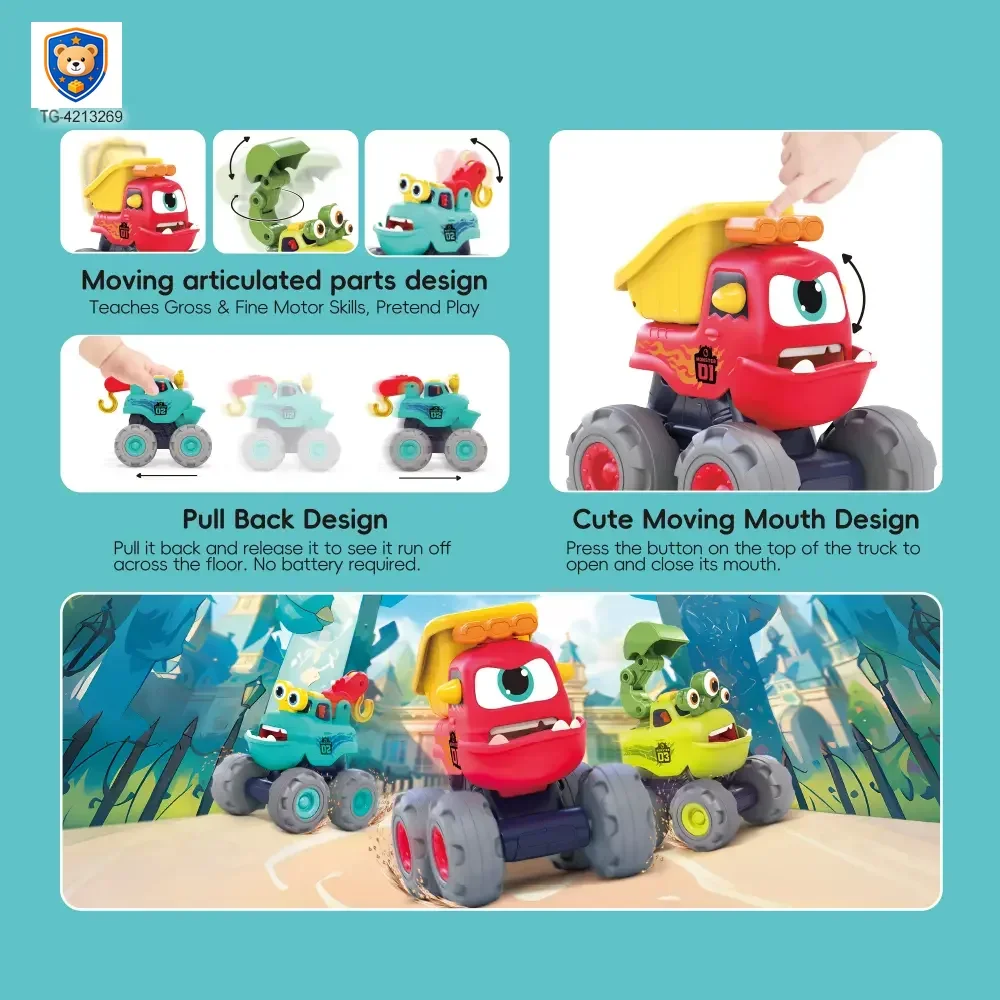 Pull Back Monster Car Toy, Fun Monster Construction Truck — product view 5