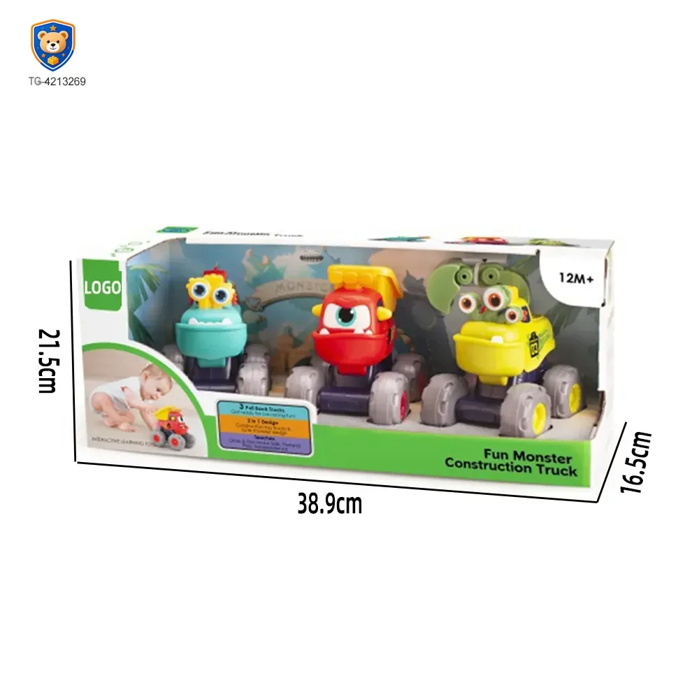 Pull Back Monster Car Toy, Fun Monster Construction Truck — product view 7