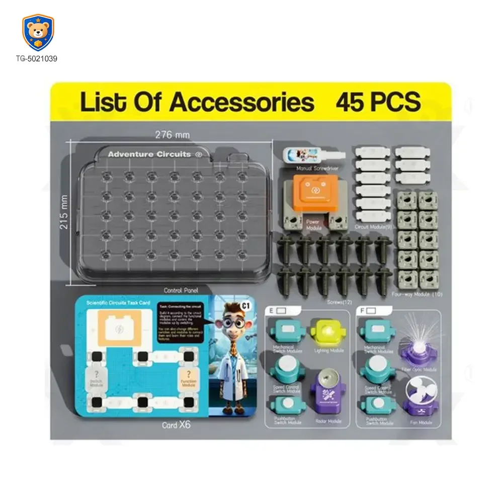 Science Toy Set, DIY Scientific Circuits Set, 45 Pieces, 6 Cards — product view 3