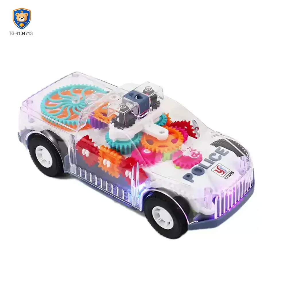 Kids Transparent Electric Police Car Gear Toy with Flashing Lights & Music — product view 1
