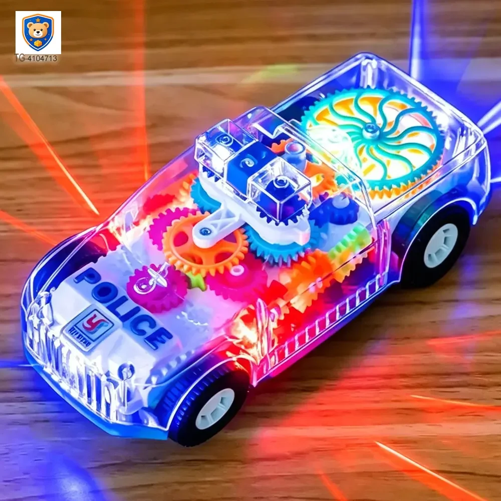 Kids Transparent Electric Police Car Gear Toy with Flashing Lights & Music — product view 2