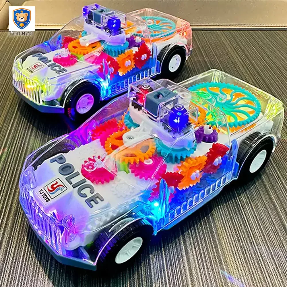 Kids Transparent Electric Police Car Gear Toy with Flashing Lights & Music — product view 4