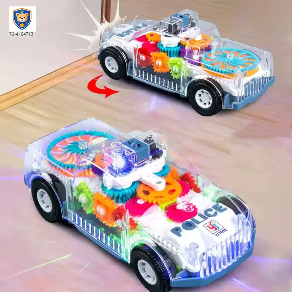 Kids Transparent Electric Police Car Gear Toy with Flashing Lights & Music — product view 5