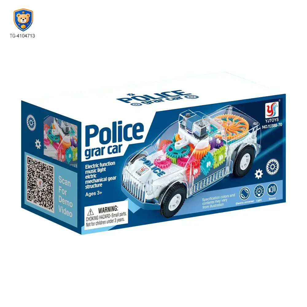 Kids Transparent Electric Police Car Gear Toy with Flashing Lights & Music — product view 6
