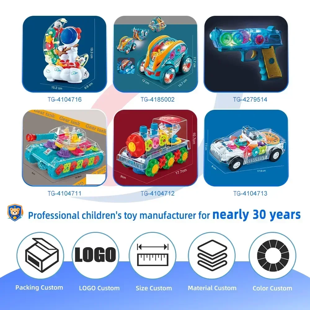 Kids Transparent Electric Police Car Gear Toy with Flashing Lights & Music — product view 7