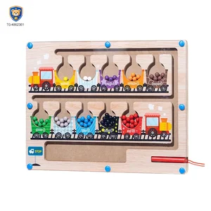 Wooden Train Magnetic Maze, Montessori Magnetic Toy for Kids