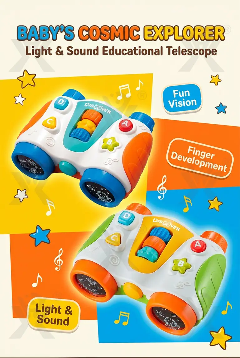 Baby Telescope Toy With Sound & Light, Toddler Interactive Learning Binoculars- Educational Toddler Toys (TG4143340) — product detail panel 1