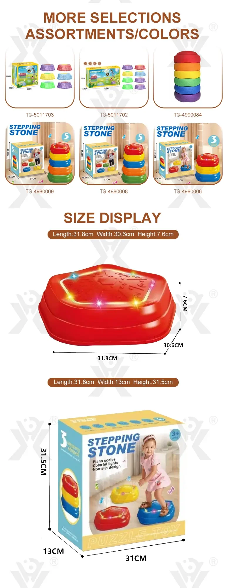 Balance Sensory Stepping Stones Indoor Outdoor Play With Light & Music-Baby Toys Wholesale (TG5050908) — product detail panel 5