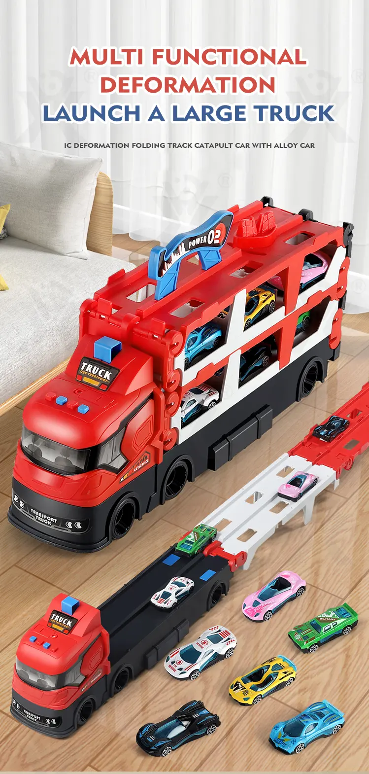 Carrier Truck Race Track Toddler Toys, Transport Truck Car Toy Foldable Track for Kids (TG4382419) — product detail panel 1