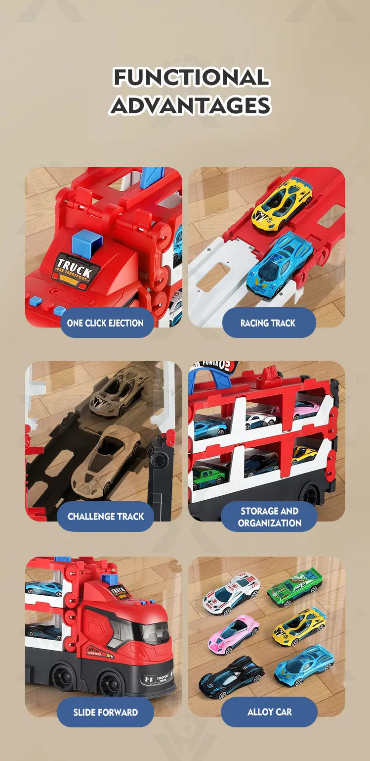 Carrier Truck Race Track Toddler Toys, Transport Truck Car Toy Foldable Track for Kids (TG4382419) — product detail panel 2