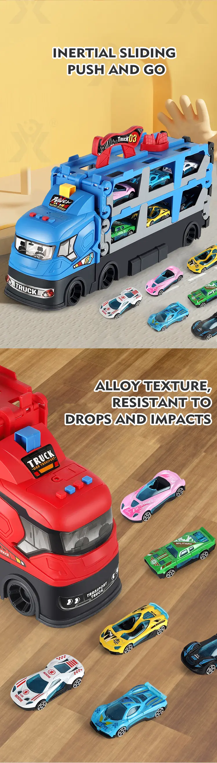 Carrier Truck Race Track Toddler Toys, Transport Truck Car Toy Foldable Track for Kids (TG4382419) — product detail panel 6