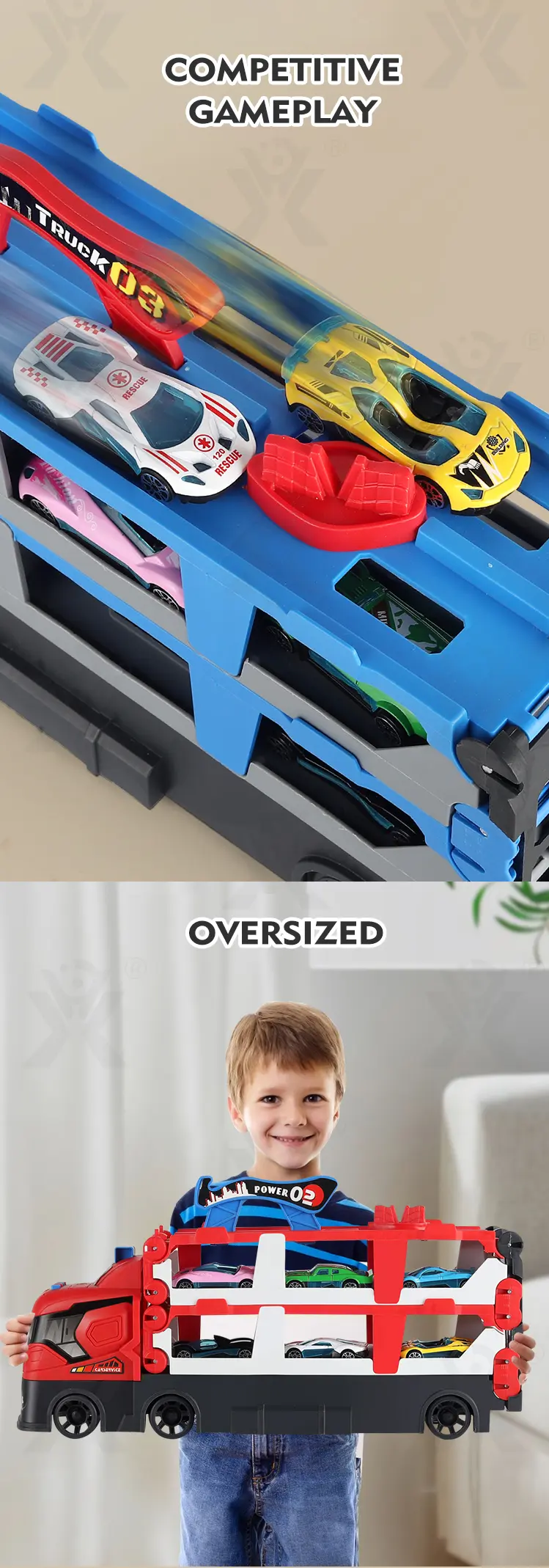 Carrier Truck Race Track Toddler Toys, Transport Truck Car Toy Foldable Track for Kids (TG4382419) — product detail panel 7
