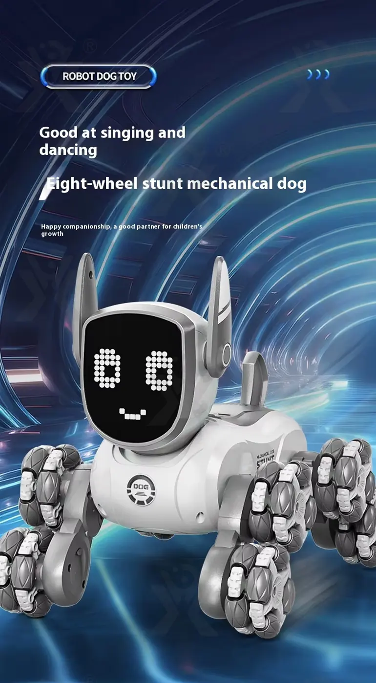 Intelligent Voice Control Eight-Wheel Stunt Robot Dog with Light and Music (TG5120303) — product detail panel 1