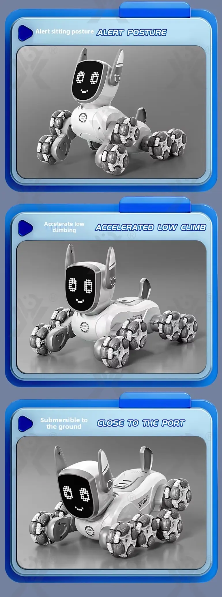 Intelligent Voice Control Eight-Wheel Stunt Robot Dog with Light and Music (TG5120303) — product detail panel 4