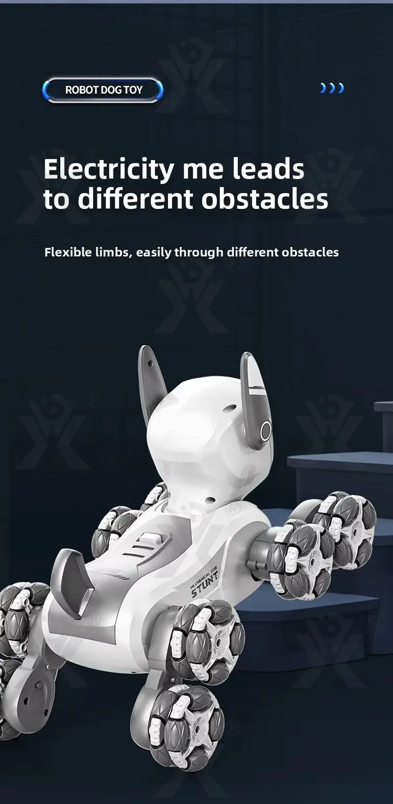 Intelligent Voice Control Eight-Wheel Stunt Robot Dog with Light and Music (TG5120303) — product detail panel 5