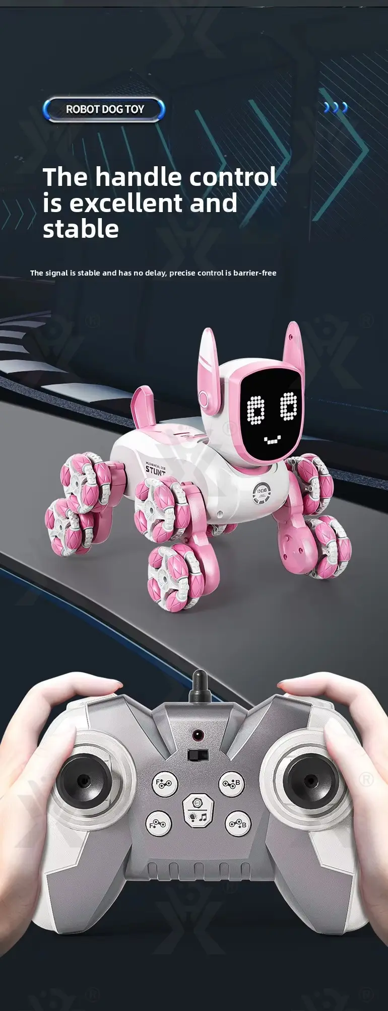 Intelligent Voice Control Eight-Wheel Stunt Robot Dog with Light and Music (TG5120303) — product detail panel 9