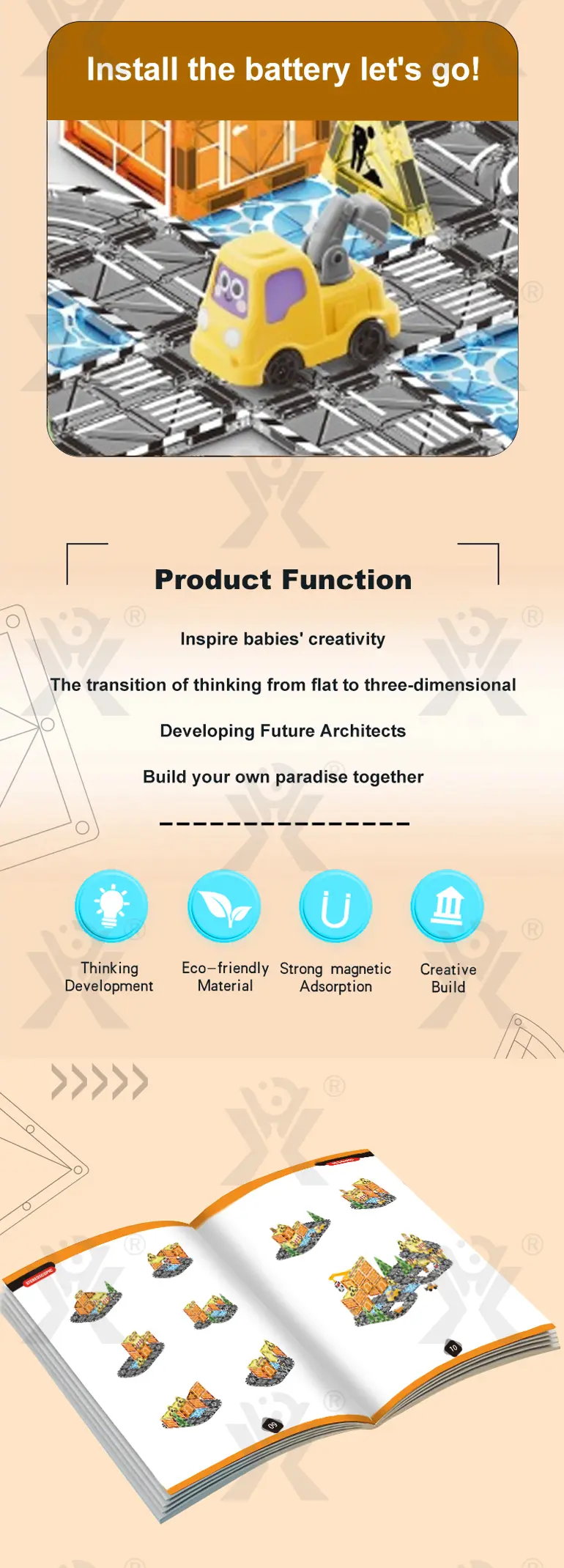 Engineer Magnetic Tile Sets For Kids, STEM Montessori Toy (TG5070933) — product detail panel 3