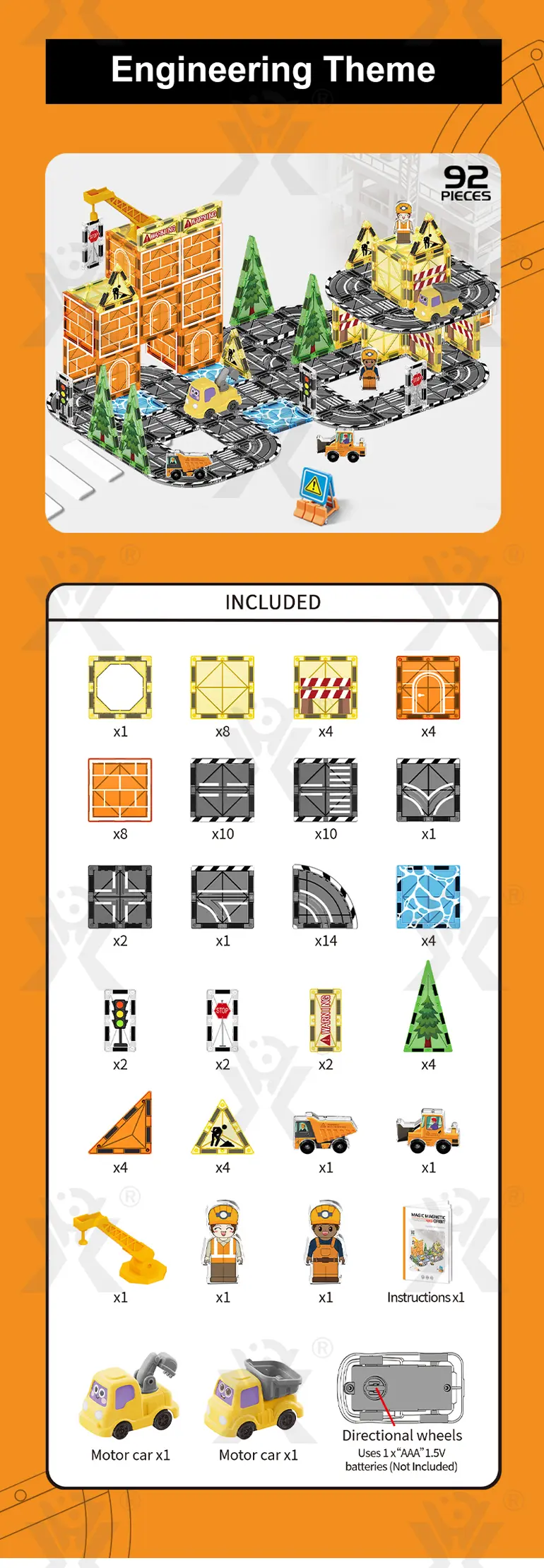 Engineer Magnetic Tile Sets For Kids, STEM Montessori Toy (TG5070933) — product detail panel 5