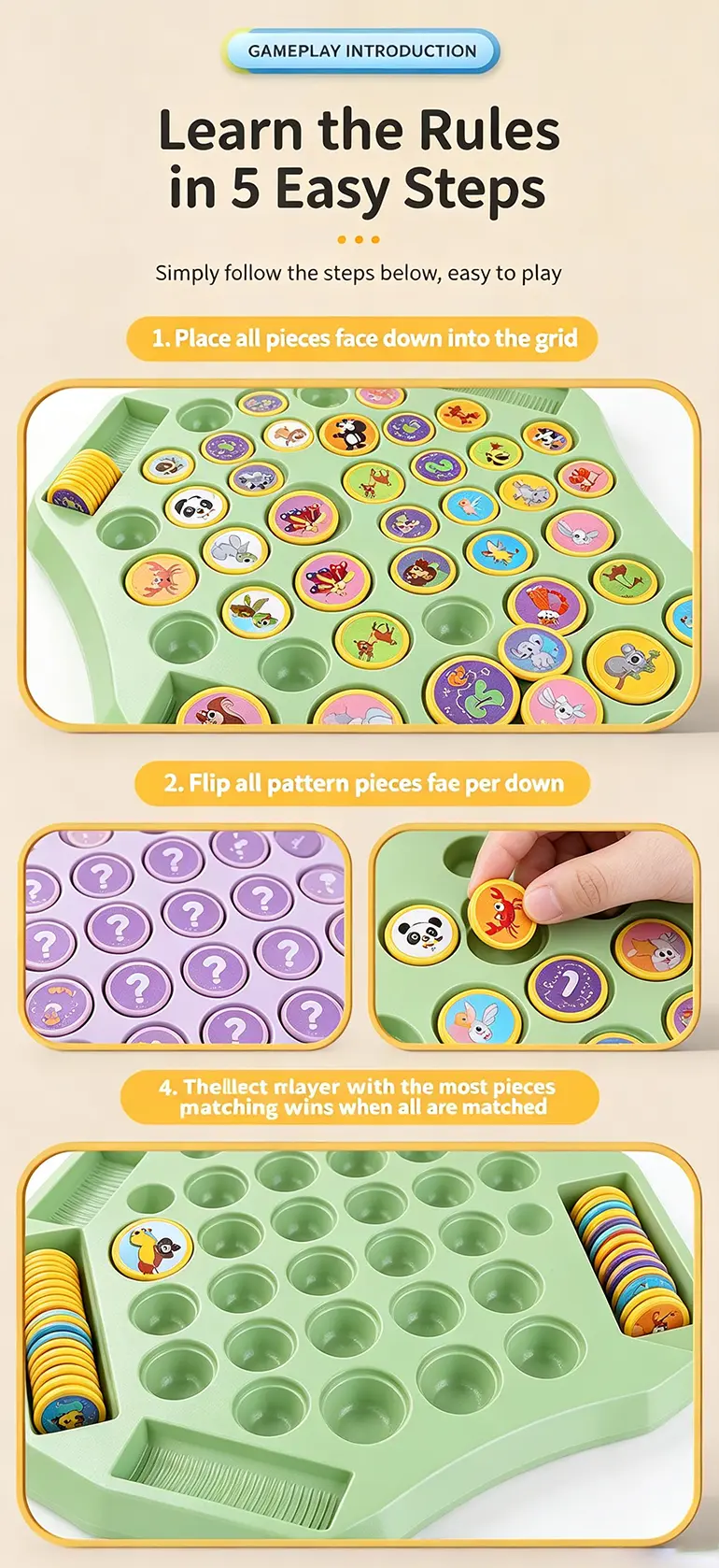Animal Flip Chess Memory Game, DIY Stickers (TG4876585) — product detail panel 2