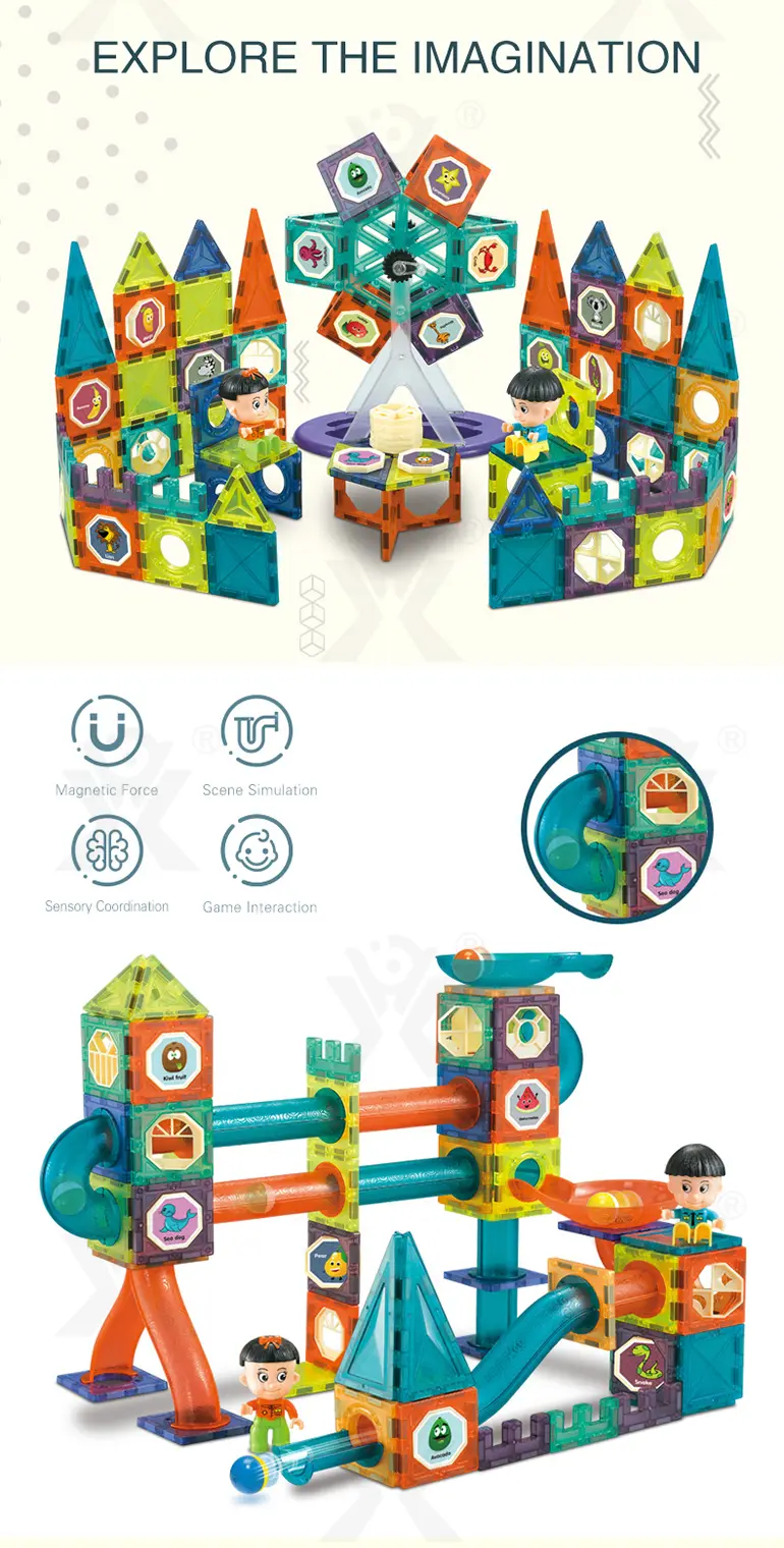 Magnetic Tiles Marble Run, 3D Magnetic Building Blocks Set Race Track Toy for Kids (TG5155459) — product detail panel 4