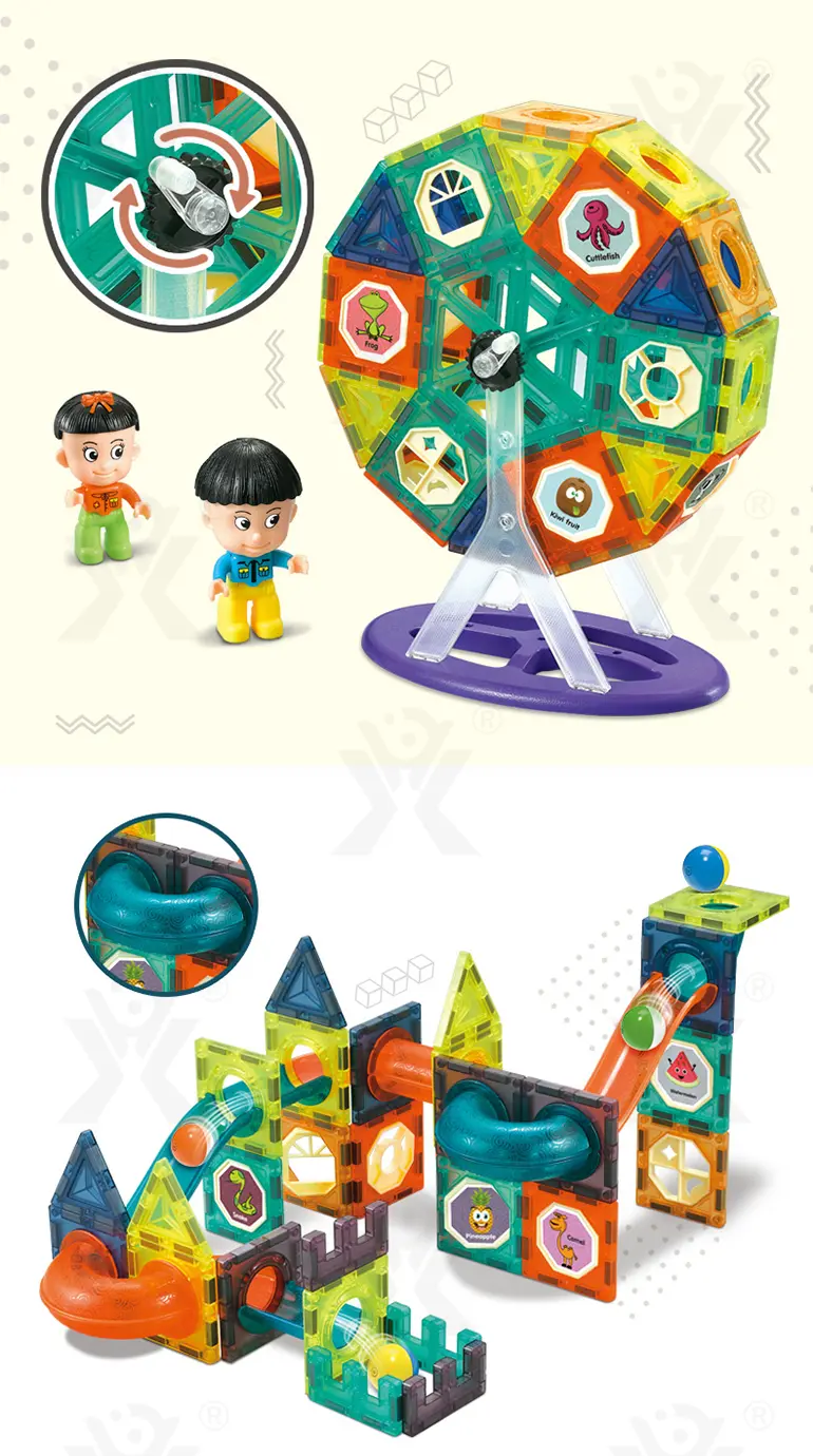 Magnetic Tiles Marble Run, 3D Magnetic Building Blocks Set Race Track Toy for Kids (TG5155459) — product detail panel 5