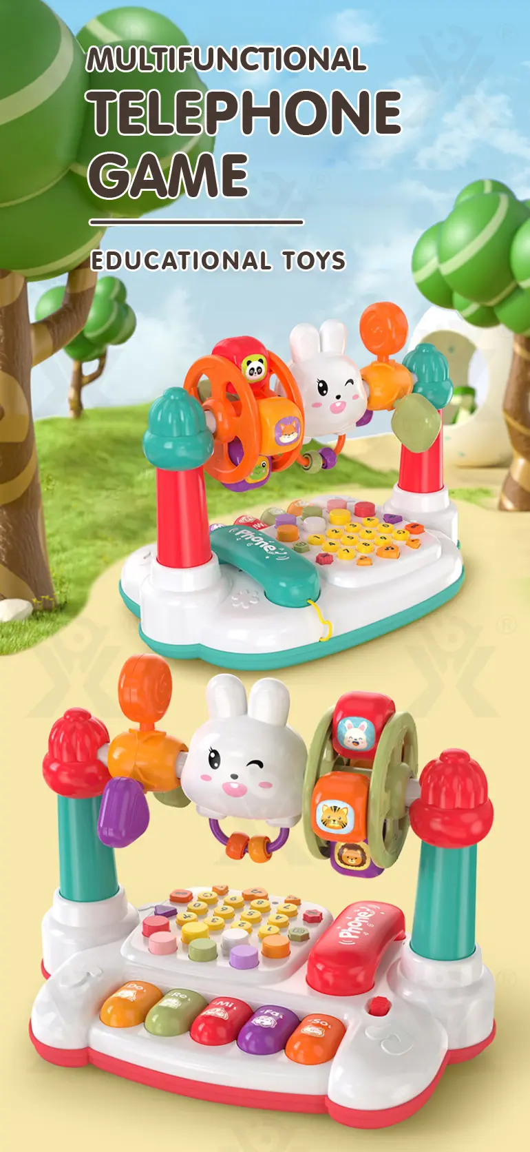 Cartoon Baby Interactive Music Light Keyboard Telephone Toy (TG4360881) — product detail panel 1