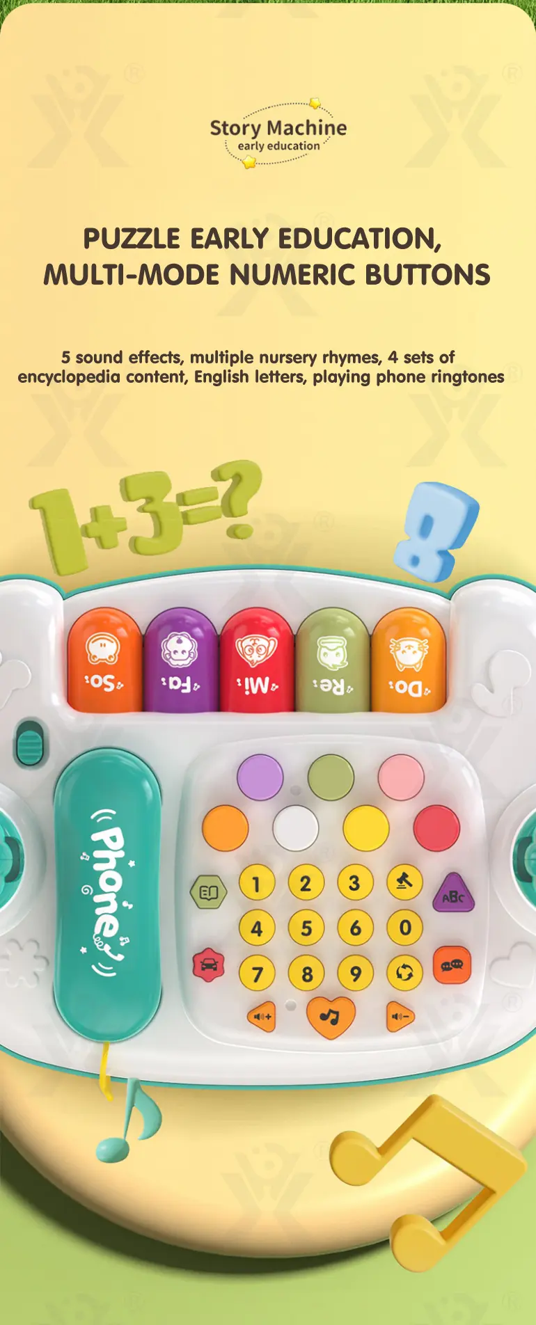 Cartoon Baby Interactive Music Light Keyboard Telephone Toy (TG4360881) — product detail panel 5