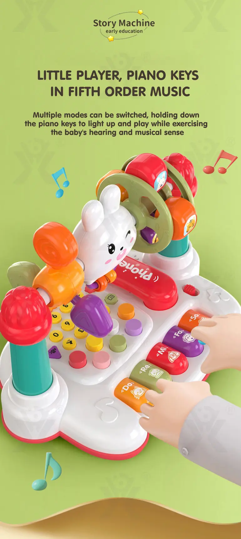 Cartoon Baby Interactive Music Light Keyboard Telephone Toy (TG4360881) — product detail panel 6