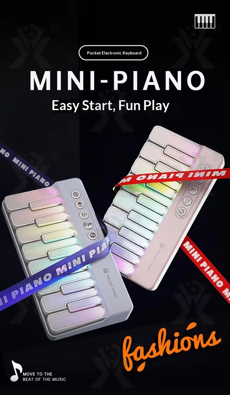 15 Key Kids Pocket Piano Toy LED Light Musical Instrument (TG4859850) — product detail panel 1
