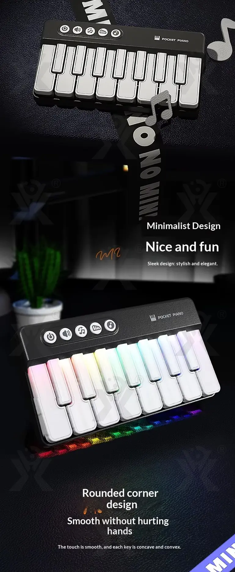 15 Key Kids Pocket Piano Toy LED Light Musical Instrument (TG4859850) — product detail panel 3