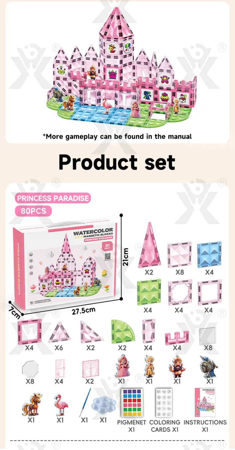 Pink Princess Castle Magnetic Tiles Building Blocks (TG5070918) — product detail panel 6
