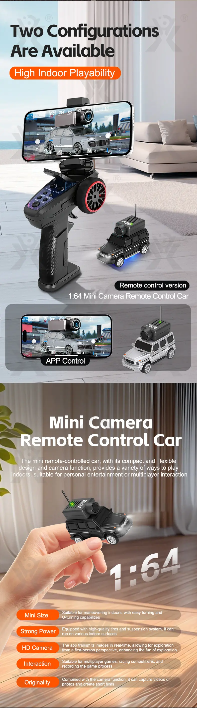 1:64 Scale RC Camera Car, 2.4G APP Control Desktop Car (TG5126614) — product detail panel 2