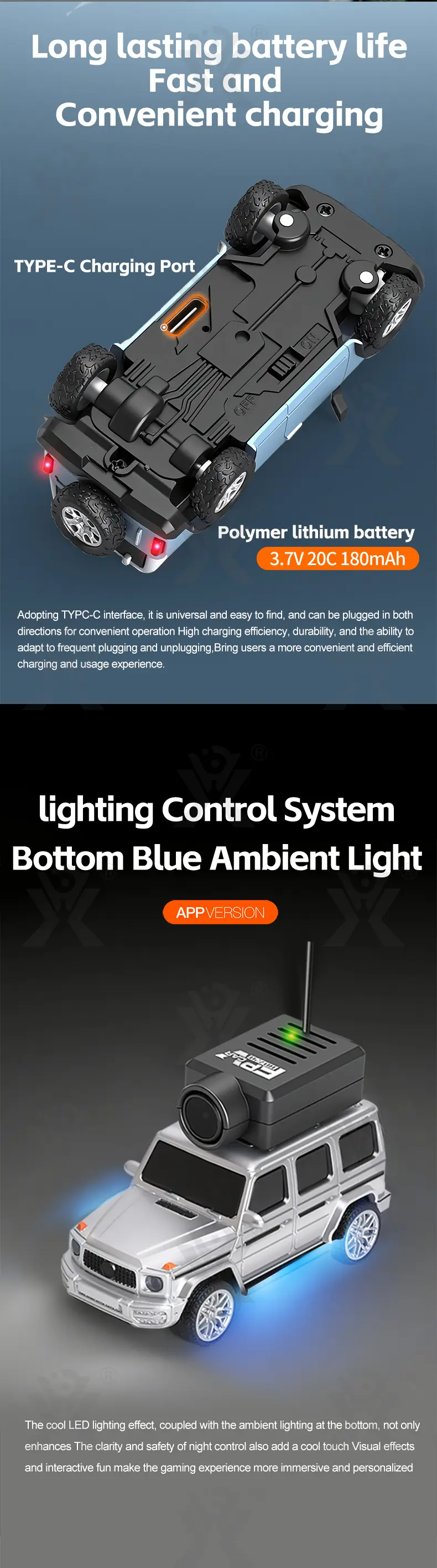 1:64 Scale RC Camera Car, 2.4G APP Control Desktop Car (TG5126614) — product detail panel 6