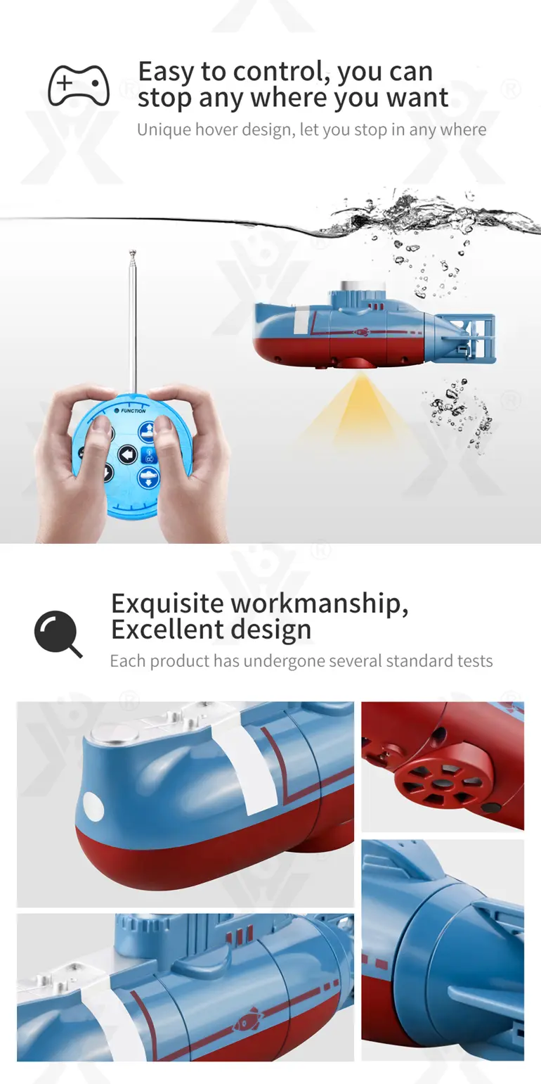 RC Submarine Toy Remote Control Boat, Underwater Diving Waterproof RC Toy Submarine (TG4850551) — product detail panel 3