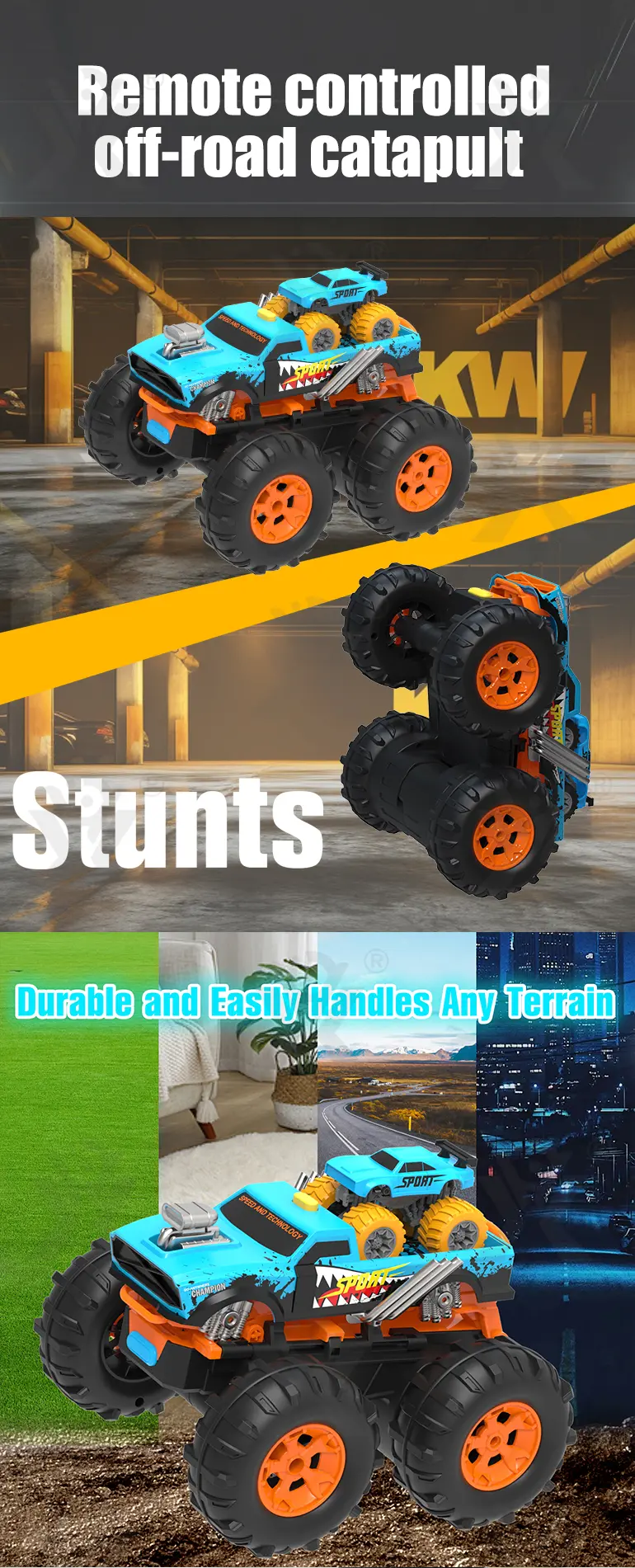 2-in-1 Remote Control Catapult Car with Transform Launcher Track (TG4540781) — product detail panel 1