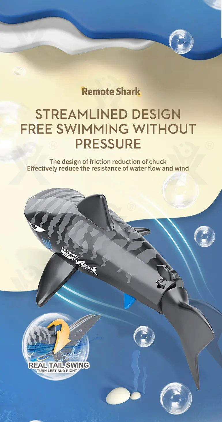 Electric Waterproof Remote Control Shark, Infrared-Controlled Water Toy- RC Shark Toy (TG4850556) — product detail panel 2