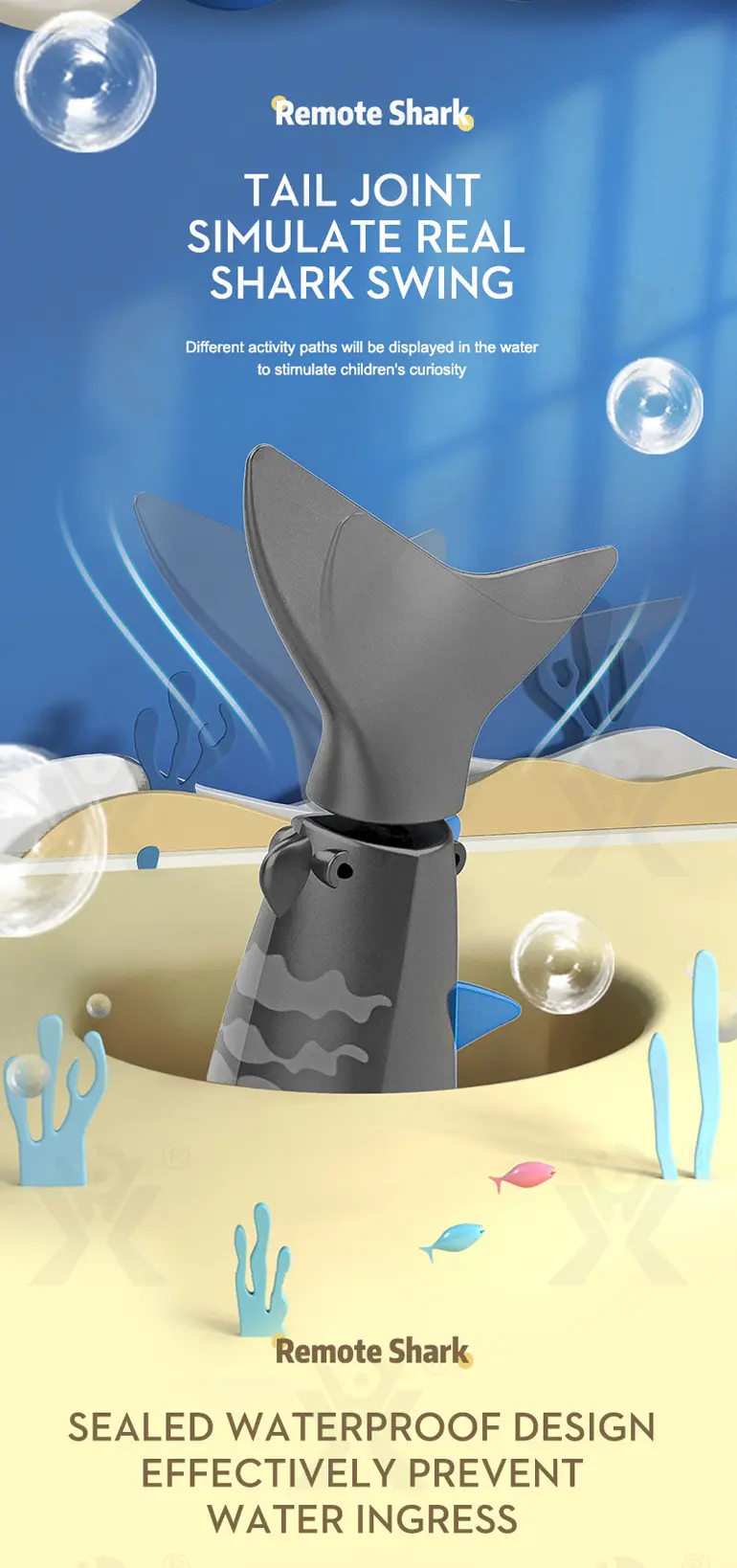 Electric Waterproof Remote Control Shark, Infrared-Controlled Water Toy- RC Shark Toy (TG4850556) — product detail panel 6