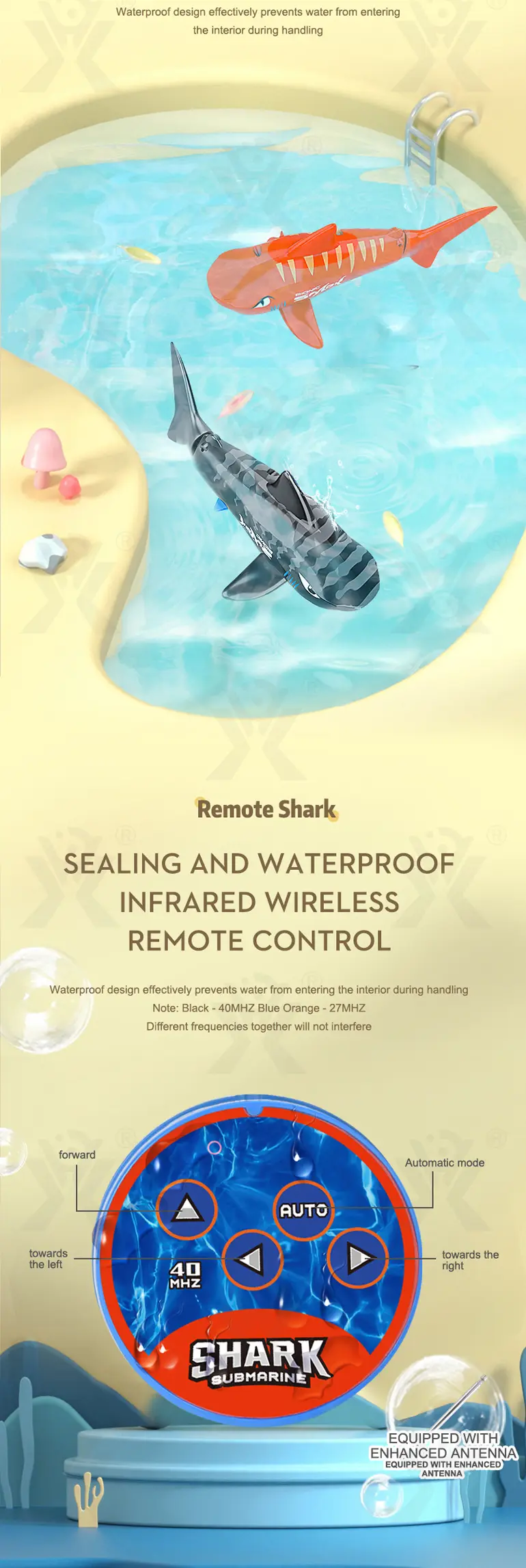 Electric Waterproof Remote Control Shark, Infrared-Controlled Water Toy- RC Shark Toy (TG4850556) — product detail panel 7