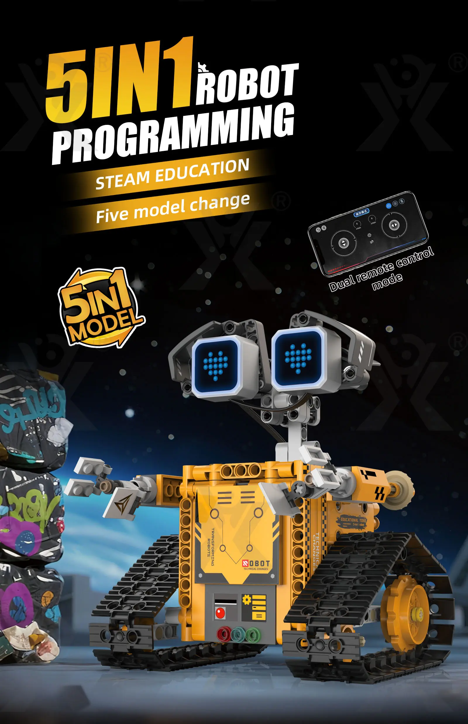 STEM Robot Building Kit, 5-in-1 Robot, Programmable, Remote & App Control (TG5063053) — product detail panel 1
