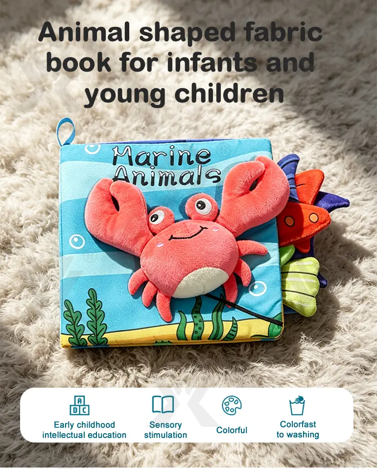 Animal Soft Books with Crinkle Tails, Early Education Toy Supplies (TG4498617) — product detail panel 1
