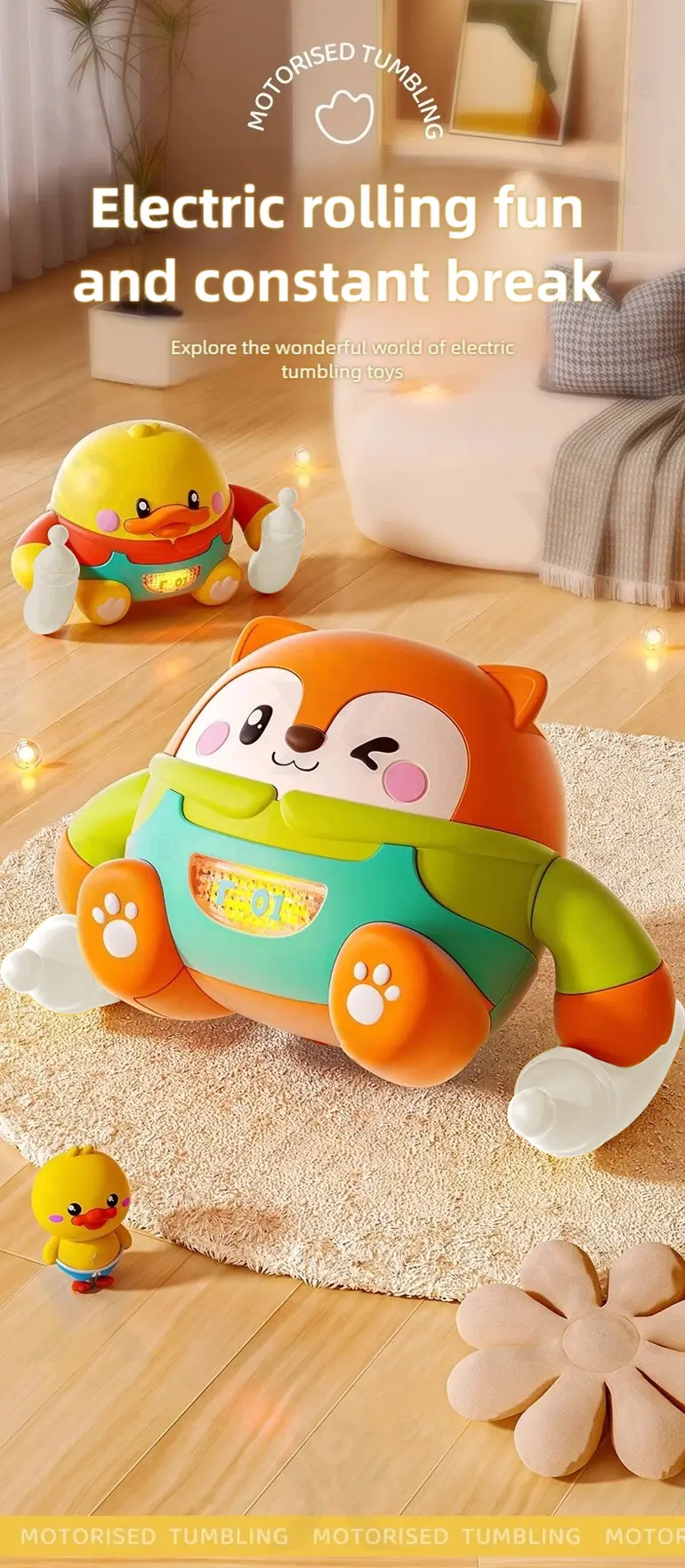 Tumbling Pet Crawling Toy with Lights, Music & Voice Sensor (TG4857724) — product detail panel 1