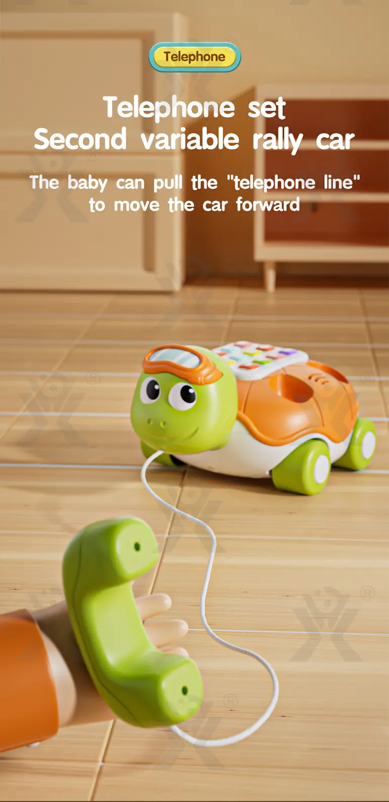 Cartoon Turtle Pull String Phone Toy, Baby Phone Toy Wholesale Supply (TG4900800) — product detail panel 3