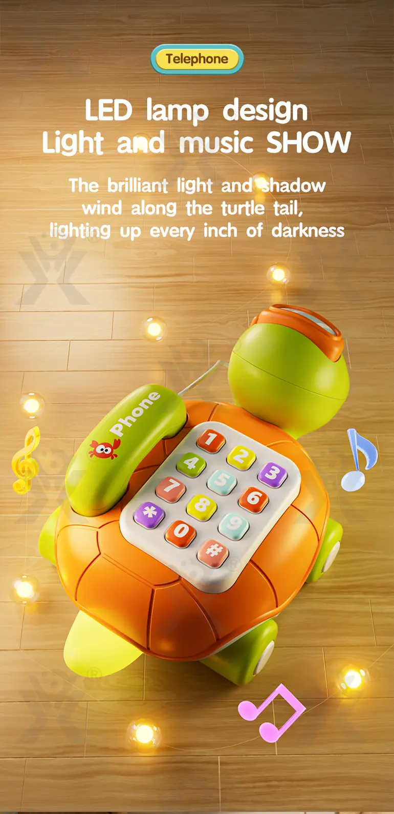 Cartoon Turtle Pull String Phone Toy, Baby Phone Toy Wholesale Supply (TG4900800) — product detail panel 4