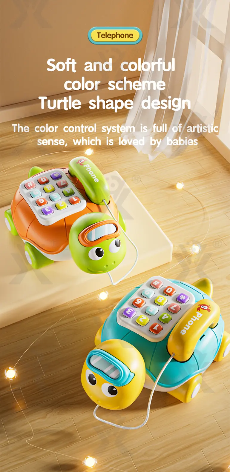 Cartoon Turtle Pull String Phone Toy, Baby Phone Toy Wholesale Supply (TG4900800) — product detail panel 6