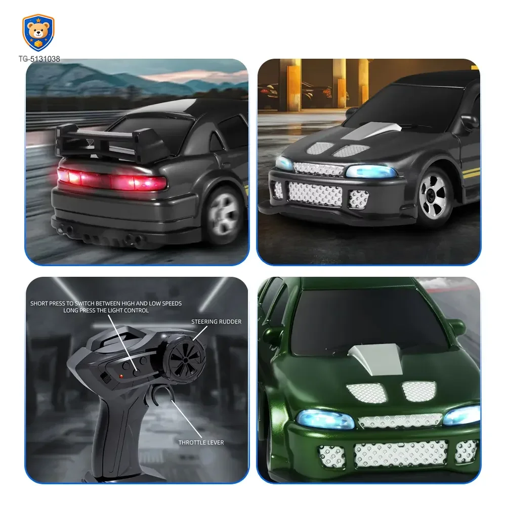 1/64 2.4G 4WD Mini Drift RC Car LED Light, High Speed Racing Remote Control Vehicles Models Desktop Toys — product view 3