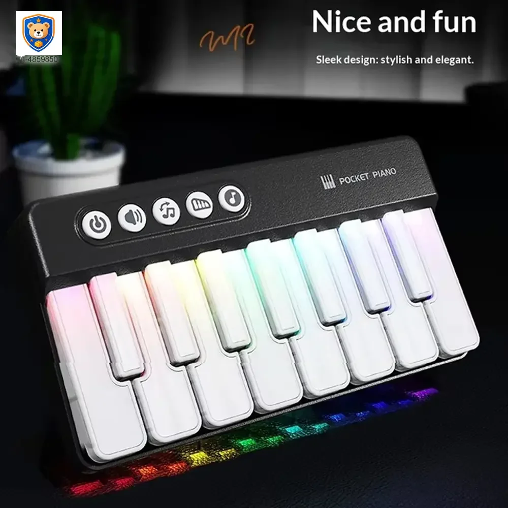 15 Key Kids Pocket Piano Toy LED Light Musical Instrument — product view 4