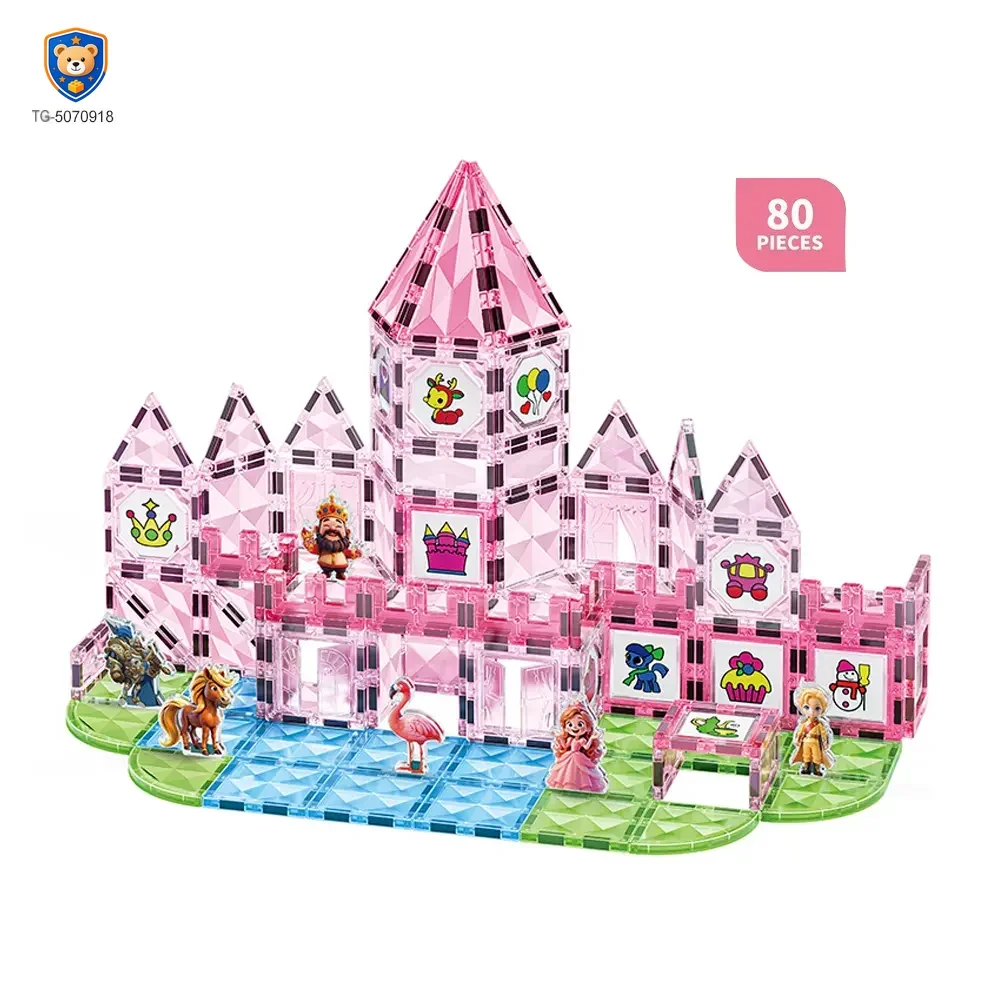 Pink Princess Castle Magnetic Tiles Building Blocks — product view 2